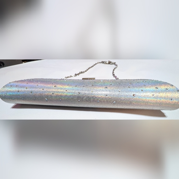 INC International Concepts Carolyn Ombre Clutch Silver Chain Shoulder Rhinestone - Picture 2 of 13